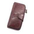 thumbnail image 3 of Cartera de mujer hecha de carteras de cuero, monederos VINTAGE de tres pliegues para mujer, monedero para teléfono móvil para mujer, 3 of 8