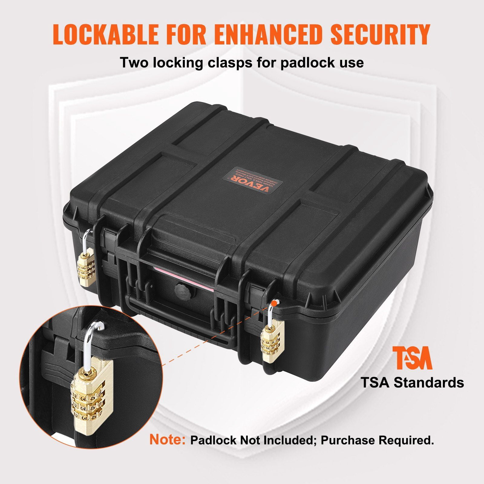 Lockable Hard Pistol Case with PU Foam - Waterproof & Dustproof Gun Storage, Fits 1 Handgun, 19.3×17.1×8.3 in, Black - Secure Firearm Protection