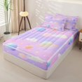 thumbnail image 2 of Manfei Kawaii Ringed Planets Zipper Twin Comforter Sets with Fitted Sheet and 2 Pillowcases,Cute Clouds Zipper Bedding Set,Pink Purple,Colorful Stars Reversible,4pcs, 2 of 8