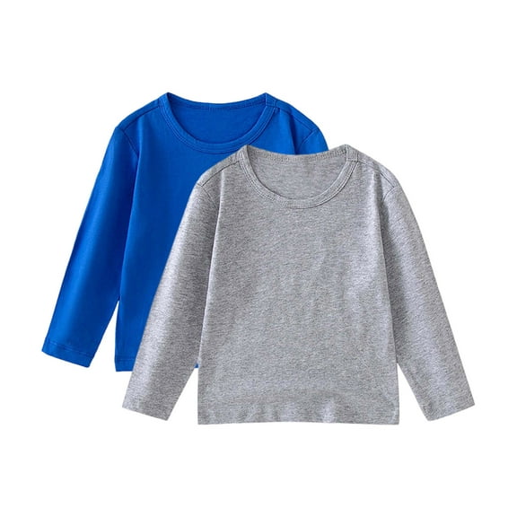 ZACPNCV 2PC Toddler Boys Solid Color Cotton T Shirt Casual Long Sleeve Crewneck Tees Cute Tops Fall Clothes Gray 4-5 Years