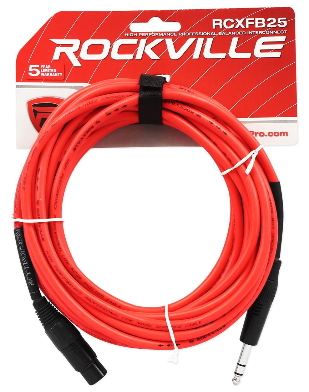 Red and Blue Rockville 25' Female Rean XLR to 1/4'' TRS Balanced Cables OFC