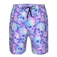 thumbnail image 3 of Logiee Blue Skull Daisy Print Mens Swim Trunks Quick Dry Board Shorts,Breathable Hawaii Beach Shorts Swimwear Bathing Suits-Small, 3 of 6