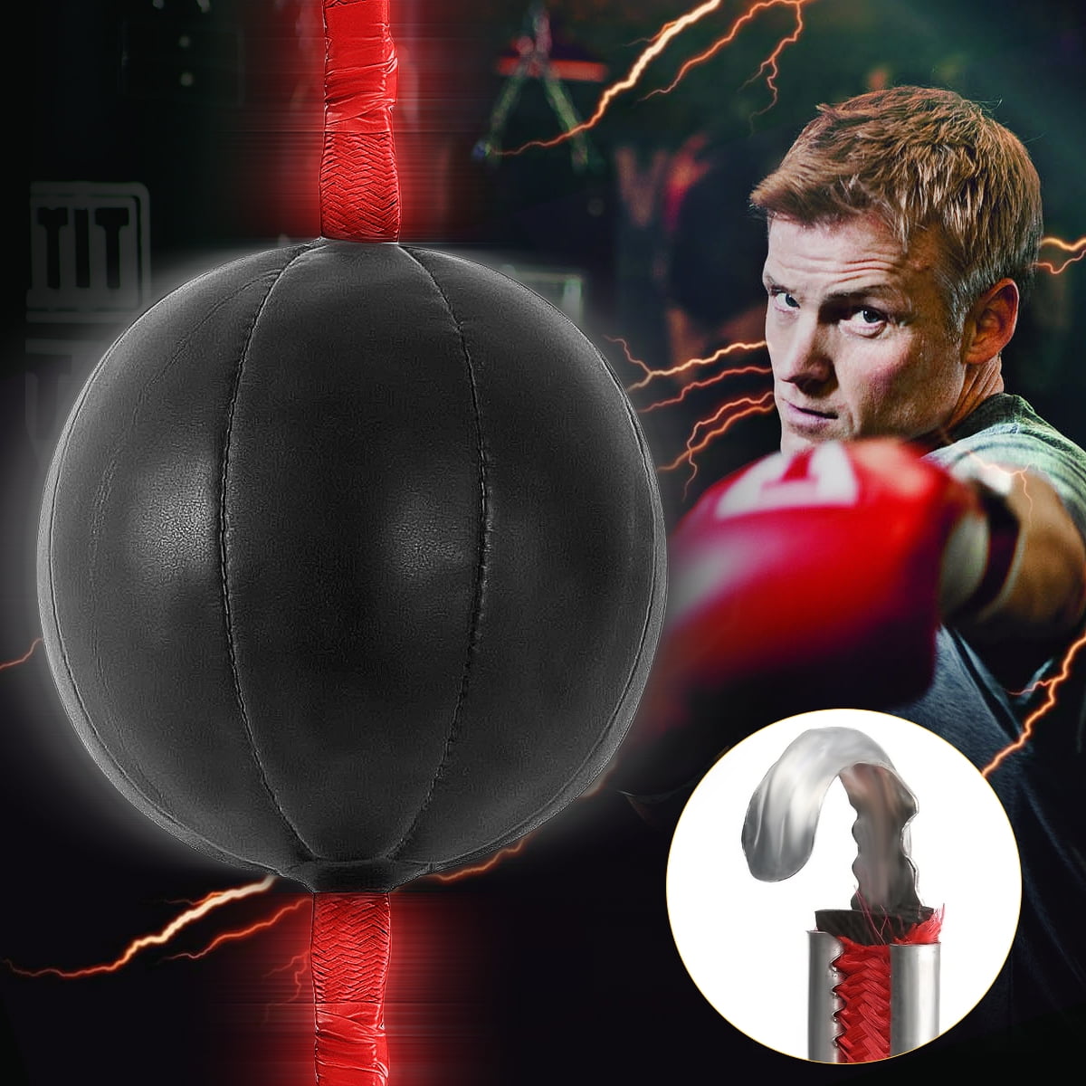 MMA Kick Floor to Ceiling Speed Ball With 1Pair Elastic Straps Martial arts Bag