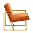 thumbnail image 5 of LeisureMod Montgomery Velvet Pinstripe Accent Chair Armchair In Orange Marmalade, 5 of 7
