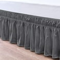 thumbnail image 3 of Elastic Wrap Around Bed Skirt- Bed Skirts for Adjustable Bed, Easy Fit with 16-Inch Tailored Drop, Hotel Quality Dust Ruffle - 100% Microfiber-Breathable-Queen Size- Dark Grey Solid, 3 of 5