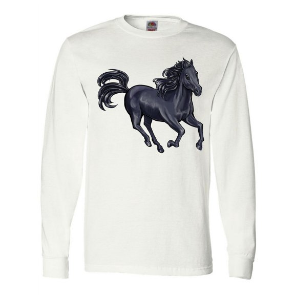 Inktastic Beautiful Galloping Black Horse Long Sleeve T-Shirt