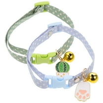 Soimiss 2Pcs Kitten Bell Collar Breakaway Adjustable Cotton Collar for Pet Christmas