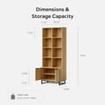 thumbnail image 3 of EYYTHUNG Farmhouse Bookshelf with Doors Cabinet, 71" Tall Storage Cabinet Bookcase 4 Tier Adjustable Shelves Storage Wooden Book Case, Natural Oak, 3 of 6