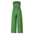 thumbnail image 5 of ZAZYULZ Resort Wear for Women Elegant And Casual Women's Strapless Sleeveless Wide Leg Jumpsuit With Tie Belt(Green,L), 5 of 6