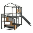 thumbnail image 3 of Kacho Twin Over Twin Bunk Bed with Stairs and Storage, House Bed with Slide and Roof, Twin Over Twin Metal Bunk Bed for Teens s, Space Saving, No Box Spring Needed, Black, 3 of 9