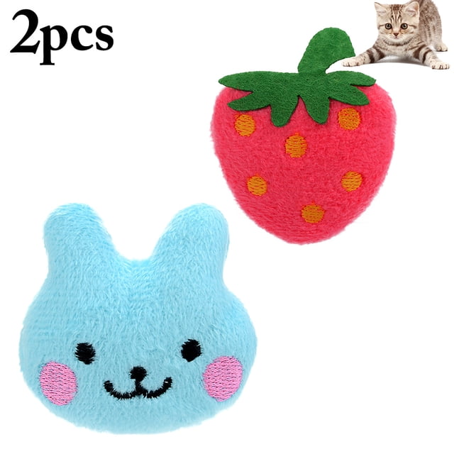 2PCS Catnip Toy Plush Pineapple Rabbit Strawberry Fish Cat Toy Cat Chew Toy