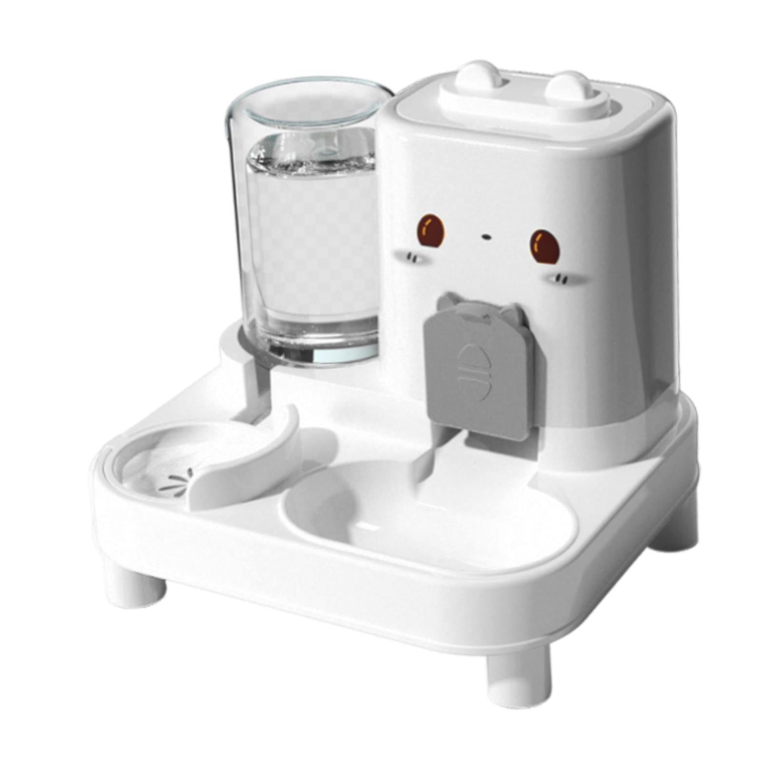 Serenable Automatic Cat Feeder and Water Dispenser Automatic Pet Feeder Convenient Compact Household Food feed Pet Food Bowl for Kitten White