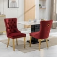thumbnail image 2 of Upholstered High-end Dining Chairs,Tufted Side Chair with Golden Stainless Steel Plating Legs,Nailhead & Back Ring Pull Trim, Kitchen Dining Room Furniture,Tufted Dining Chairs(Burgundy,Set of 8), 2 of 11