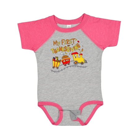 

Inktastic My 1st Thanksgiving Turkey Train with Food Gift Baby Boy or Baby Girl Bodysuit