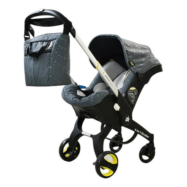Carriola Para Bebé Starkids Polux Convertible Con Pañalera Gris Estrellas