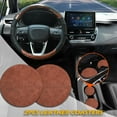 thumbnail image 2 of Wood Grain Steering Wheel Cover Car Steering Wheel Covers 14.5-15 inch with Coasters Microfiber Leather Splicing Breathable Anti-Slip Durable Universal Auto Steering Wheel Protective, 2 of 3