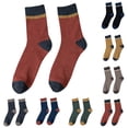thumbnail image 4 of Xfvqtps Mens Crew Socks Color Blocking Knitting Mid Tube Elastic Comfort Breathable Soft Warm Winter Cotton Socks Navy, 4 of 4