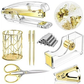 Aibocn Rose Gold Desk Accessories, Office Supplies, Acrylic Stapler, Staple  Remover, Tape Holder, Pen 1000pcs Staples, Diamond Pen, Phone Scissors