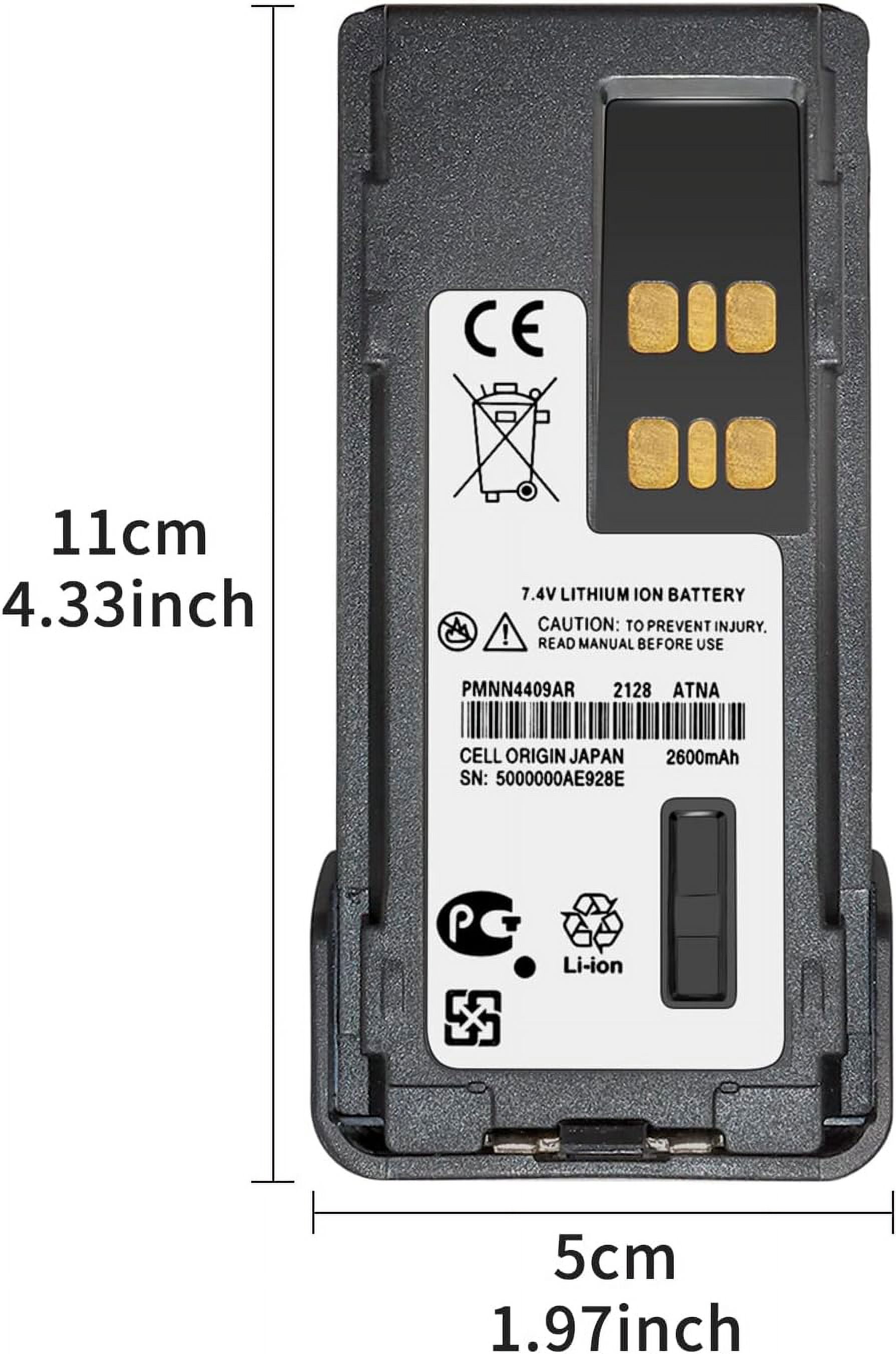 2PCS 7.4V 3000mAh PMNN4409 PMNN4409AR Battery Replacement for Motorola MotoTRBO XPR7550 XPR7550e XPR7580 XPR7580e MotoTRBO Radi AAH56RDN9KA1AN AAH56RDN9WA1AN Battery