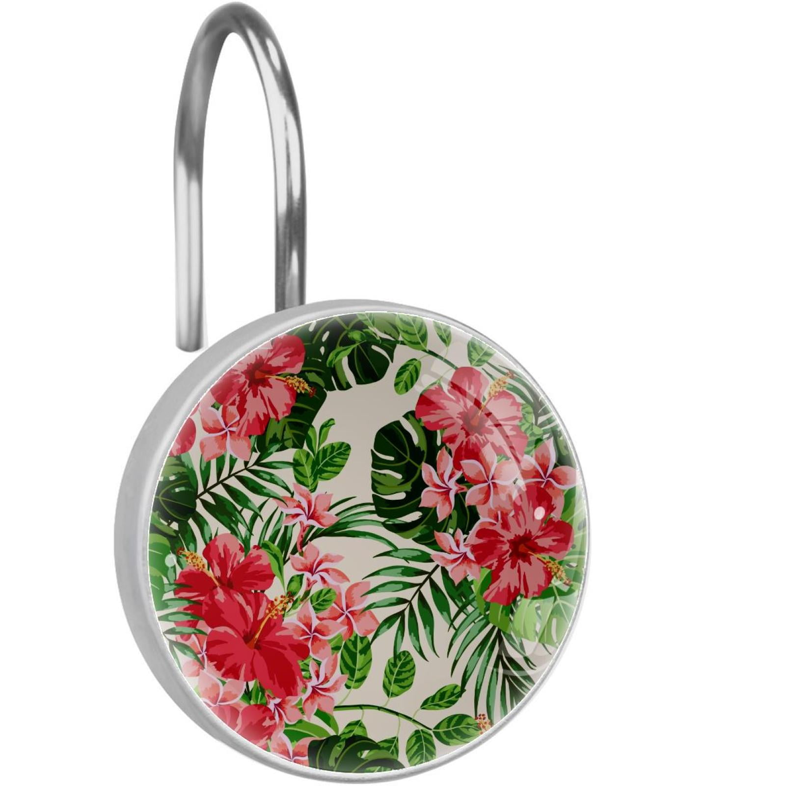 Flower Shower Curtain Hooks（Set of 12）for Home Hotel Shower Rods