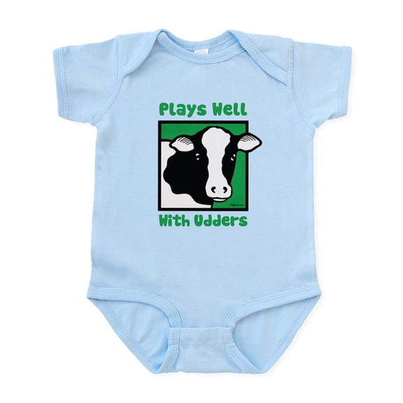 CafePress - Plays Well With Udders Infant Bodysuit - Baby Light Bodysuit