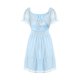 thumbnail image 5 of VISgogo Vestido casual de manga corta para mujer, a la moda, de color sólido, cuello barco, con lazo, sin espalda, vestido acampanado VISgogo moda, 5 of 9