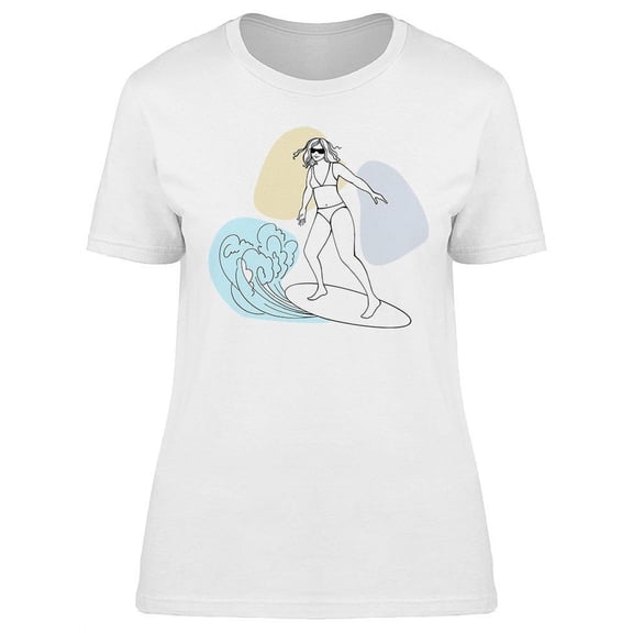 Surfing Girl Sketch T-Shirt Women -Image by Shutterstock, Female Large