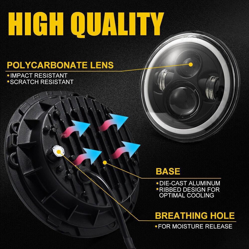 7 Inch Round LED Headlights + 4 Inch Fog Lights Combo Kit For Hummer H2 H3T & More