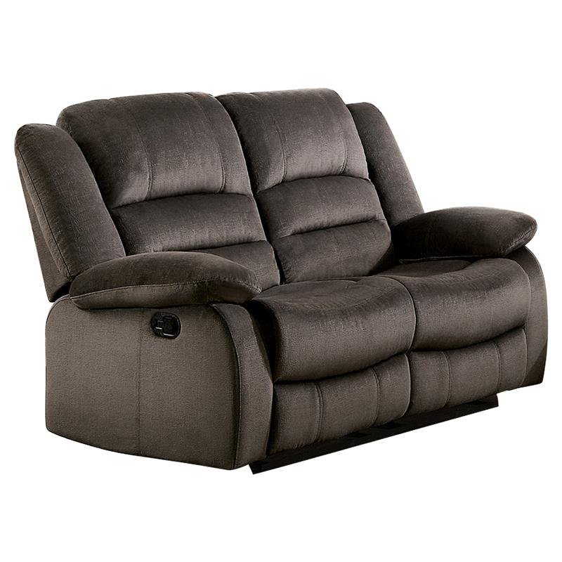 Lexicon Jarita Microfiber Fabric Double Reclining Loveseat in Chocolate