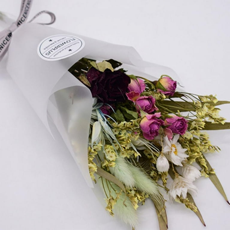 Natural Dry Flowers Bouquet Handmade Dried Flower Bouquet, Gift Box Packaging, Birthday Valentine's Day Gifts, Size: 24