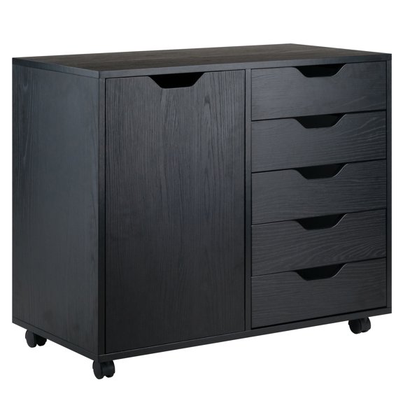 Contemporary Home Living 30.5" Black Elegant Halifax Rectangular Cabinet with Expanded Multi-Drawer
