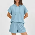 thumbnail image 6 of Otvok Summer Womens Sets Casual 2 Piece Outfits Short Sleeve Hoodie Tops and Shorts with Pockets, 6 of 6
