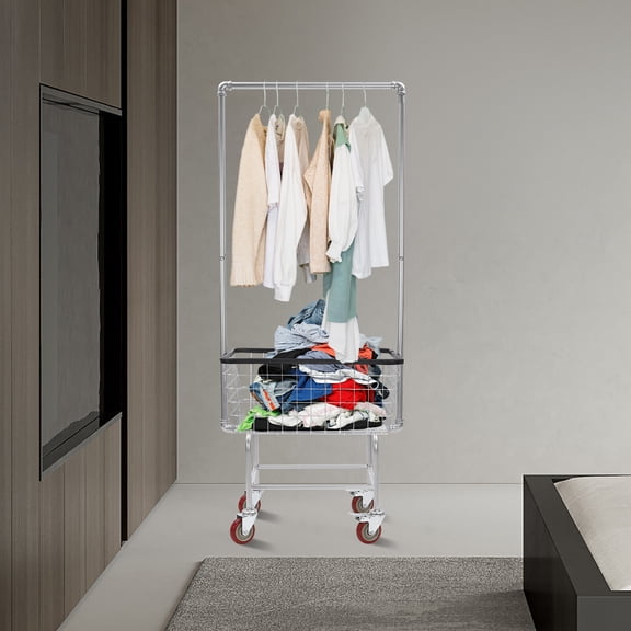 Heavy Duty Foldable Laundry Cart with 4 Wheels, 110 lbs Capacity, Multiple Colors