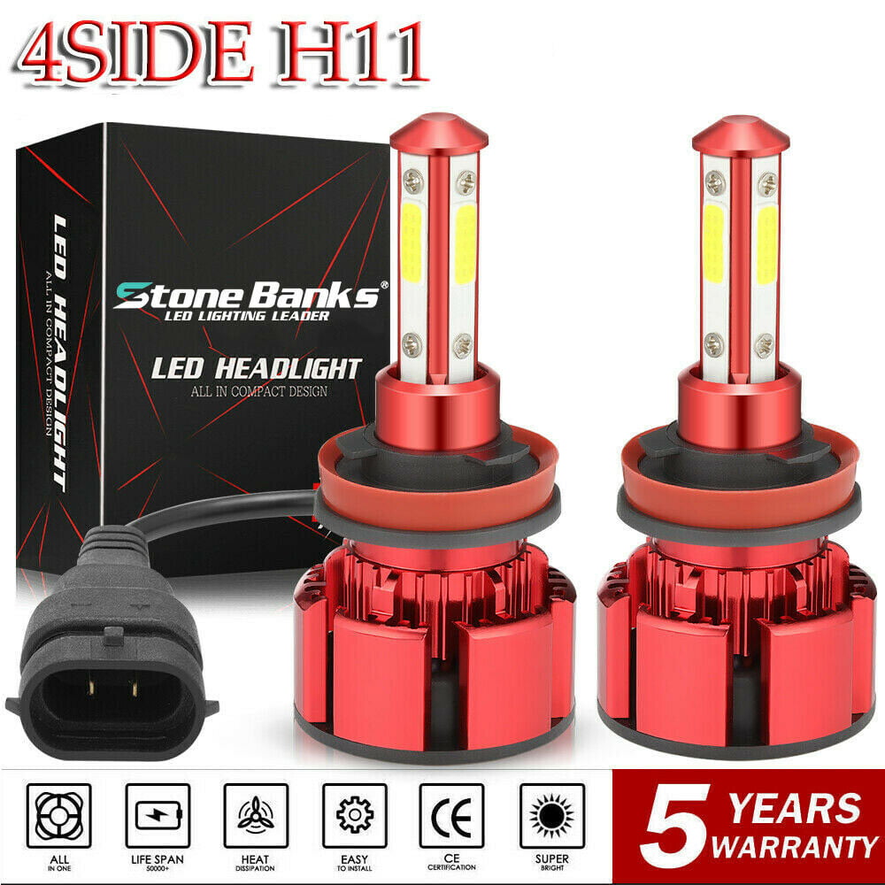 H11/H9/H8 Fog Light With 4 Sides LED CSP Chips 360 Degree Lighting LED Headlights Conversion Kit IP68 Waterproof Pack of 4 80W 18000 Lumens Super Bright 9005/HB3 LED Headlight Bulbs Combo 