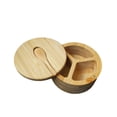 Bamboo Salt Cellar With Swivel Magnetic Lid & Spoon - 6oz Kitchen Salt Box For Table Salt, Pepper & Seasonings