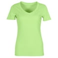 thumbnail image 4 of Baqcunre Shirts For Women Women V Neck Tee Shirt Ribbed Fitted Tight Short Sleeve Shirt Basic Knit Top Blouse Tops For Women 2023 T Shirts For Women Green XL, 4 of 5