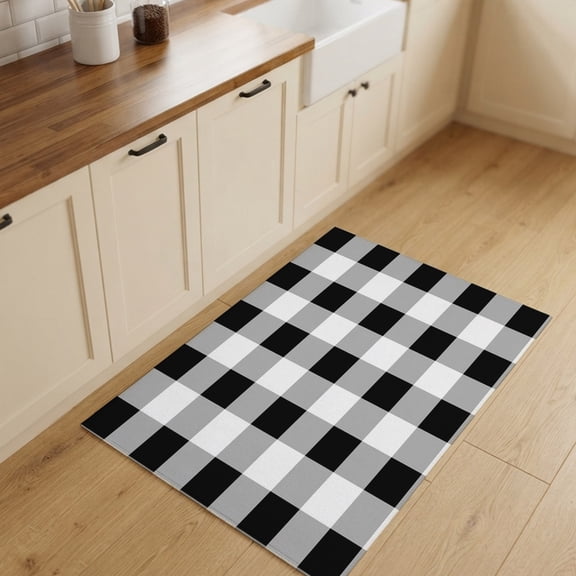 2x3ft Rectangle Rug,Classic Farmhouse Black White Buffalo Plaid Washable Area Rugs Non-Slip Accent Rug Geometric Lattice Soft Circle Carpet for Living Room Bedroom Home Office Decor