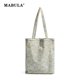 thumbnail image 2 of MABULA Bolso de mano de algodón de gran capacidad, ligero, suave, informal, con flores, con bolsillo interior, sencillo, para compras, 2 of 5