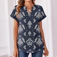 thumbnail image 3 of Bbyeadc Blouses for Women Dressy Casual Short Sleeve Color Block Pullover V-Neck Collared Breathable Tops Business Summer Tee,Navy(XL), 3 of 6