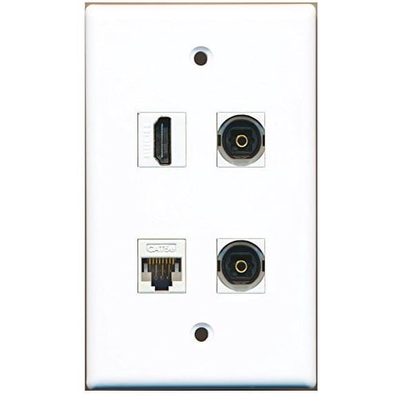 RiteAV - 1 Port HDMI 2 Port Toslink 1 Port Cat5e Ethernet White Wall Plate