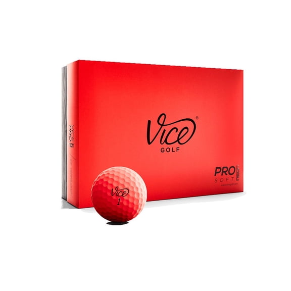 Vice Golf Pro Soft Golf Balls, Neon Red Dimple Design (12 pack)