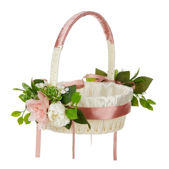 yotijay Wedding Basket Ceremony Bridesmaid Flower Petal Basket Wedding Flower Basket Pink