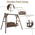thumbnail image 4 of Ktaxon Outdoor Wooden Porch Swing Glider with Stand Hanging Swing 2 Seater Carbonized 67", 4 of 13