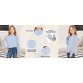 thumbnail image 5 of Oudiya Girls Long Sleeve Blue Shirts Chiffon Swiss Dot Blouses Frill Neck Top Casual Loose Cute Tee for Kids 6-13Y, 5 of 7