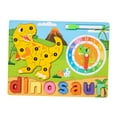 thumbnail image 4 of Rompecabezas de madera de animales con reloj, bloques de juguete, juguetes, rompecabezas del alfabeto para niños dinosaurio, 4 of 9