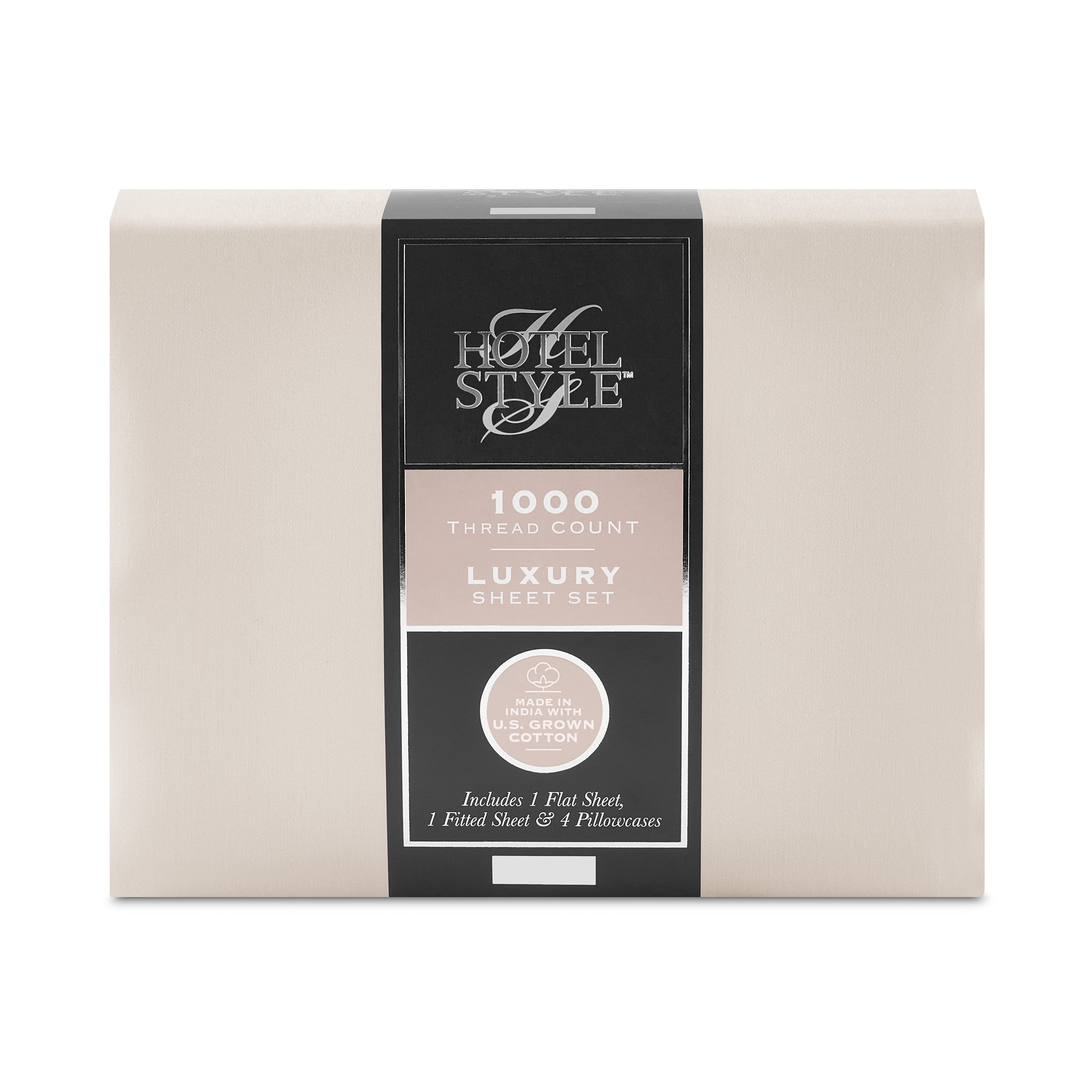 Hotel Style 6-Piece 1000 Thread Count, Ivory Sugar, U.S. Grown Cotton Rich Blended Luxury, Bed Sheet Set, King