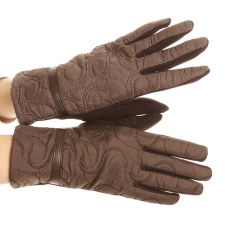 Sakkas Emie Quilted and Lace Super Soft Warm Driving Gloves Touch Screen Capable - 17105-brown -