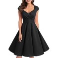 thumbnail image 1 of Robe Rockabilly Années 50 60 pour Femmes Manches Courtes Vintage Robe de Soirée, 1 of 5