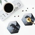 thumbnail image 4 of Honeii Valley Gray Dragon print Leather Coaster Set of 4, ideal for safeguarding your furniture from drinks spills and effortless cleanup-Hexagon, 4 of 6