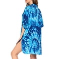 thumbnail image 4 of Beach Cover-Up V-Neck Shirt with Bikini-Friendly Design, Long Sleeve Swimwear Top in Quick-Dry Fabric for Poolside & Resort Wear,Blue 2XL, 4 of 5